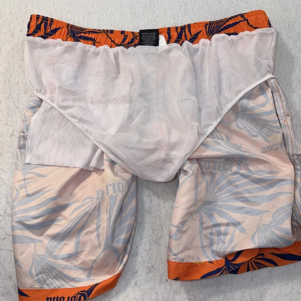 Corona Men's Swimwear Size Large Pool Beach Trunks‎ , Shorts Orange With Blue